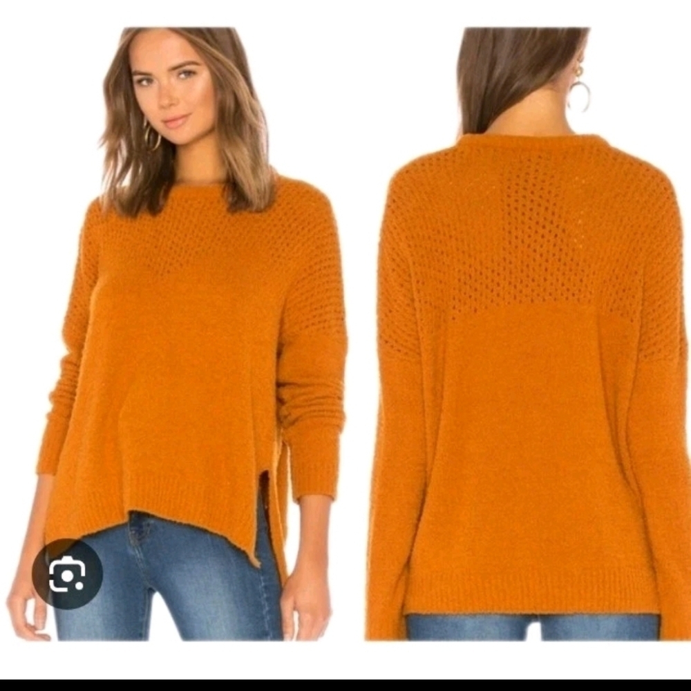 Cupcakes & Cashmere Womens Kirk  Pumpkin Spice Soft Knit Sweater With Eyelets S